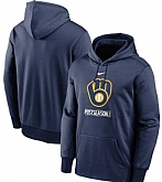 Men's Milwaukee Brewers Nike Navy 2020 Postseason Collection Pullover Hoodie